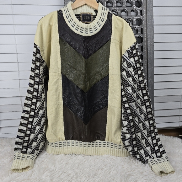 Vintage Attache Sweater With Leather Front